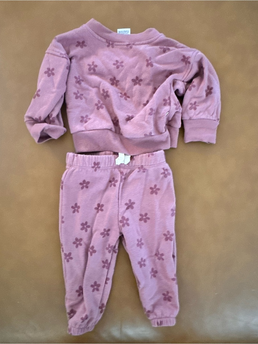 Gerber Floral Sweatshirt Pants Set Pink Baby 3-6 Months Like New